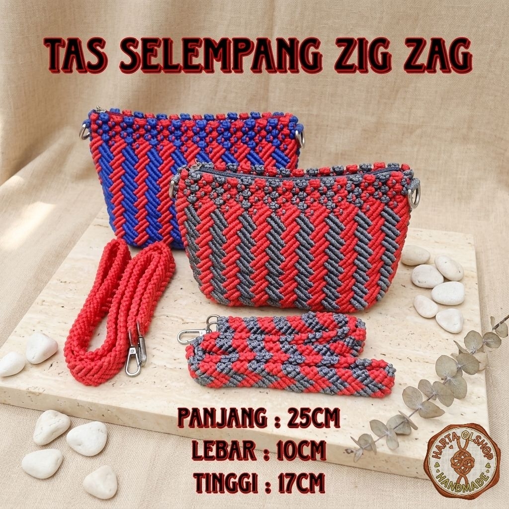 Handmade Tas Selempang Zig Zag Macrame