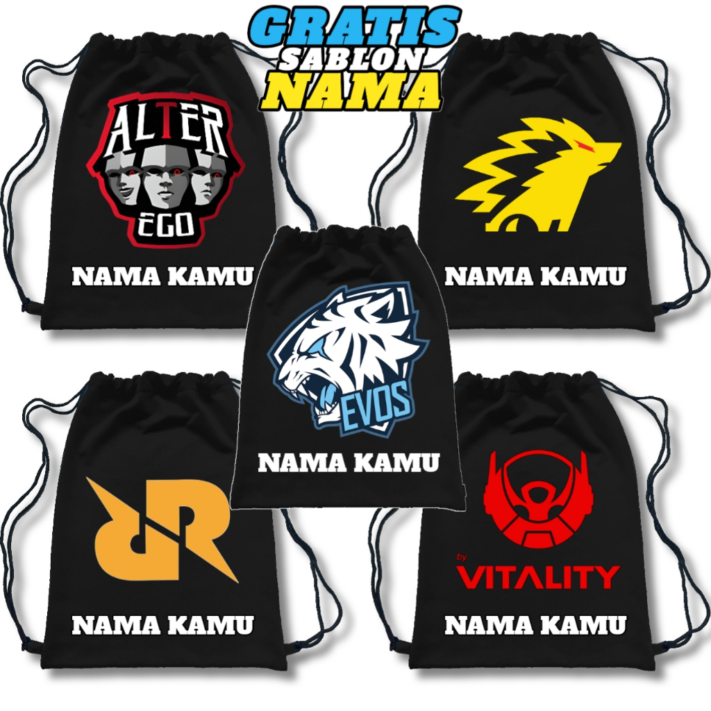 (Free Nama) Tas Sekolah Anak Tas Serut Gambar TEAM ESPORTS ML FF PUBG VALORANT RRQ EVOS ONIC ALTER E