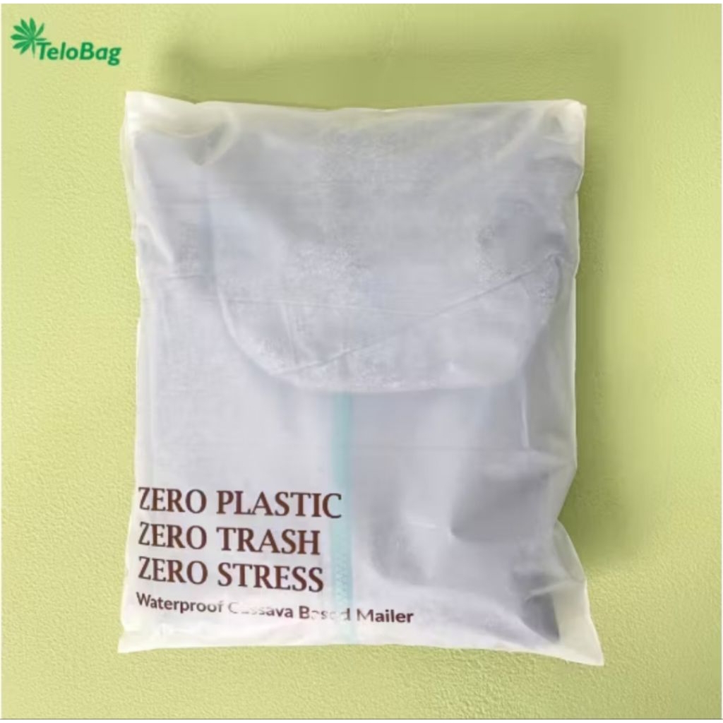 (1 Pack) Telobag Packaging Cassava Based Mailer Waterproof 25×35 cm Kemasan Berbasis Pati Singkong A