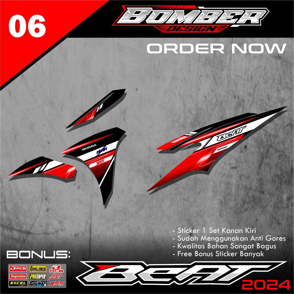 STIKER NEW BEAT DELUXE 2025 STICKER NEW BEAT CBS SPORTY ISS BMB.06 TERBARU STIKER NEW HONDA BEAT