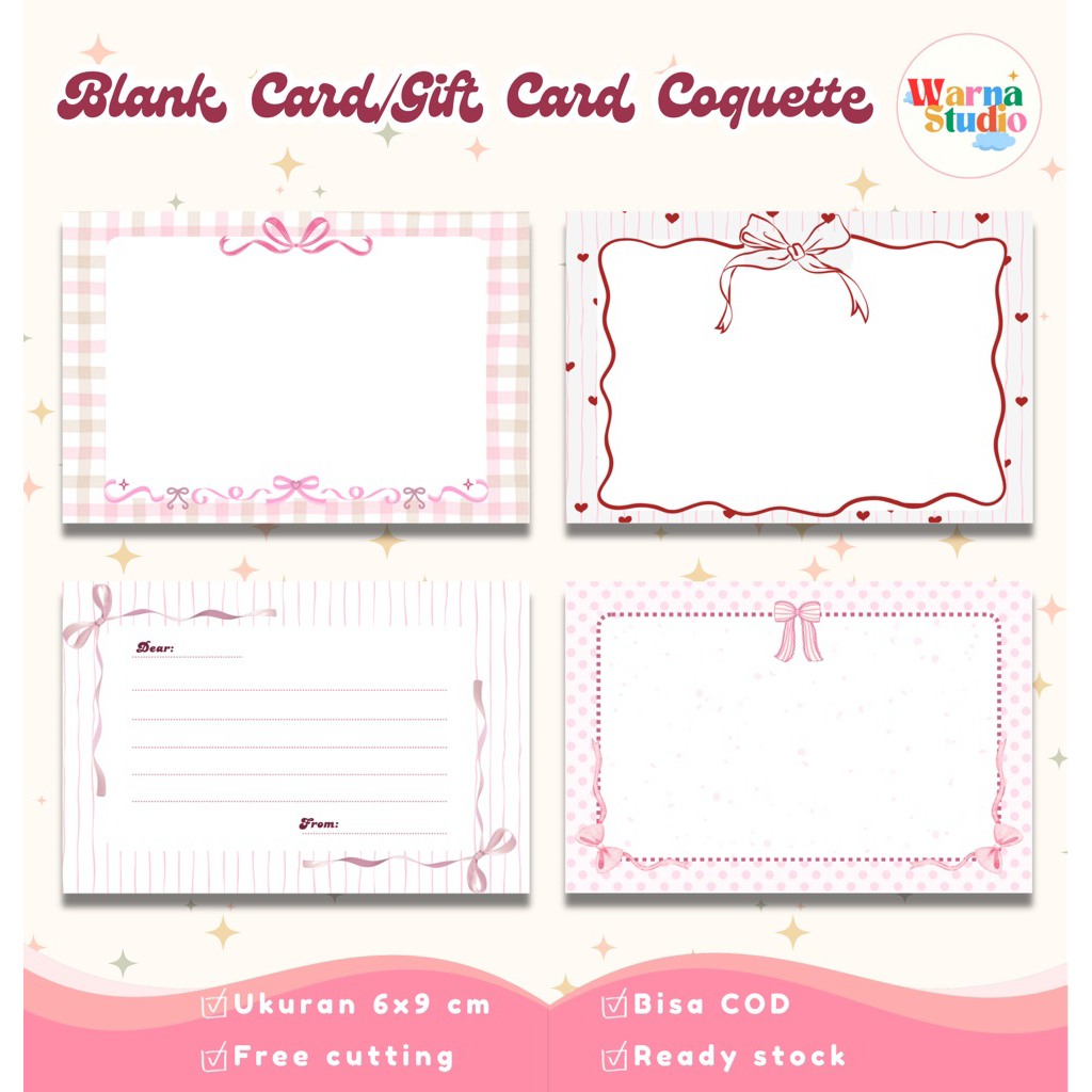 Coquette Blank Card / Greeting Card / Kartu Ucapan Coquette / Kartu ucapan Kosong / Blank Card Gradu