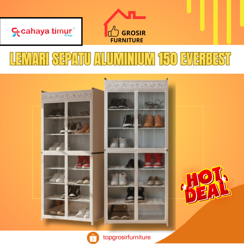 LEMARI SEPATU ALUMINIUM 120 & 160 - RAK SEPATU ALUMINIUM SUPER