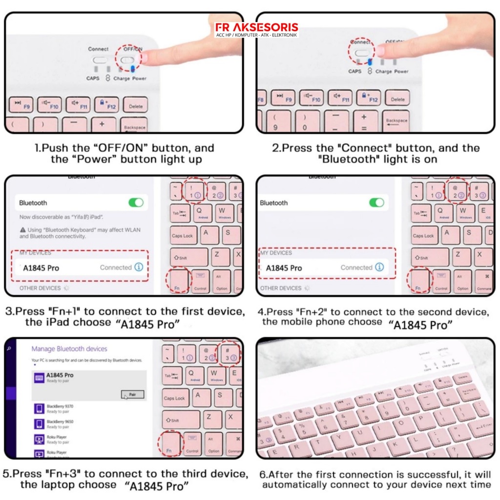 KEYBOARD BLUETOOTH ANDROID IOS PC KEYBOARD WIRELESS BLUETOOTH SLIM 10 INCH KEYBOARD TABLET / HP