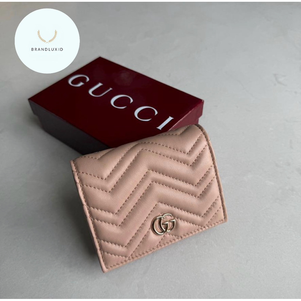 Brandluxid gg marmont compact wallet in pink beige LGHW