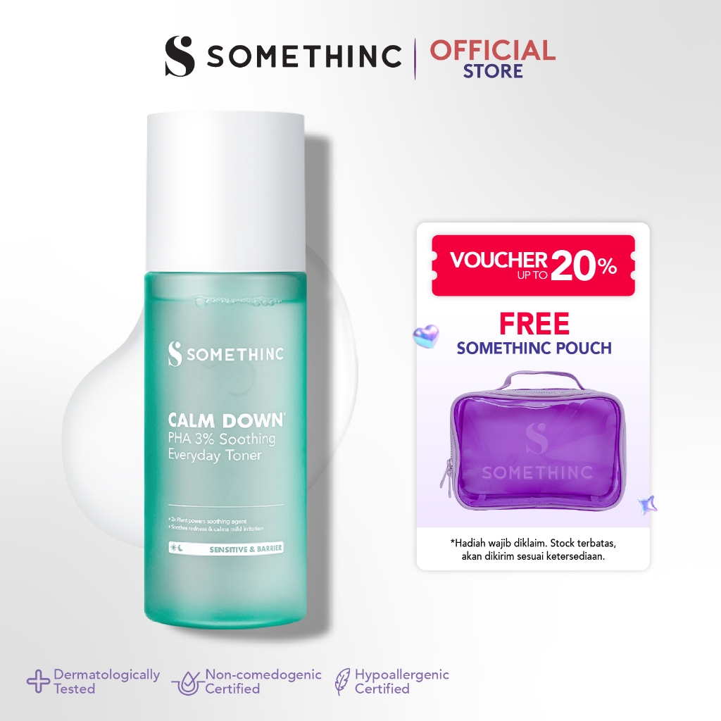 SOMETHINC Calm Down! PHA 3% Soothing Everyday Toner  - Toner untuk Kulit Sensitif, Kemerahan, Kulit 