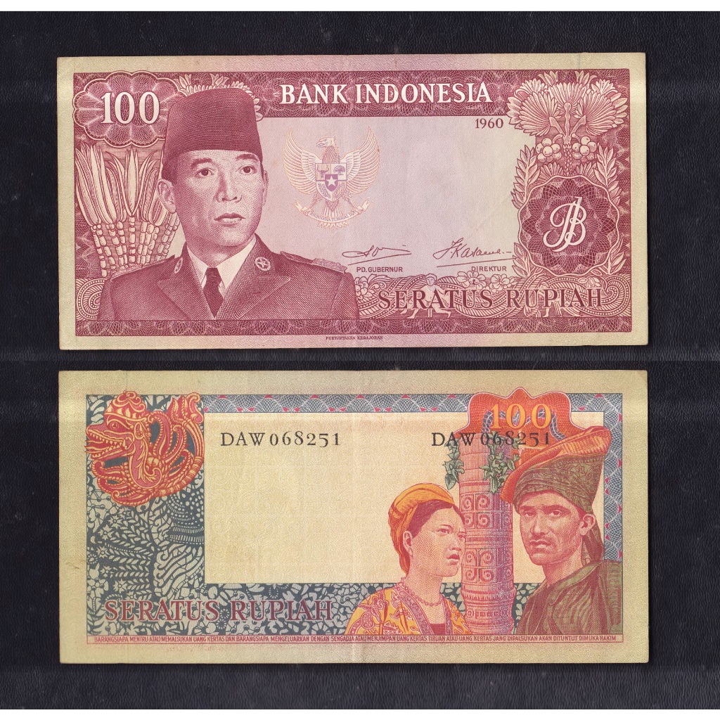 Uang kuno 100 rupiah seri Sukarno tahun 1960