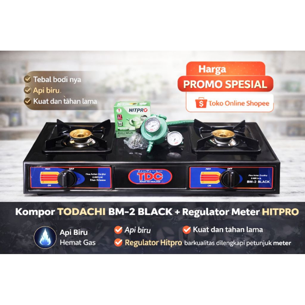 kompor Todachi BM-2Black + Regulator Hit pro meter