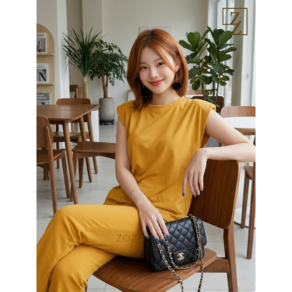T105 Atasan kaos wanita cewek shoulder Muscle padded Tshirt