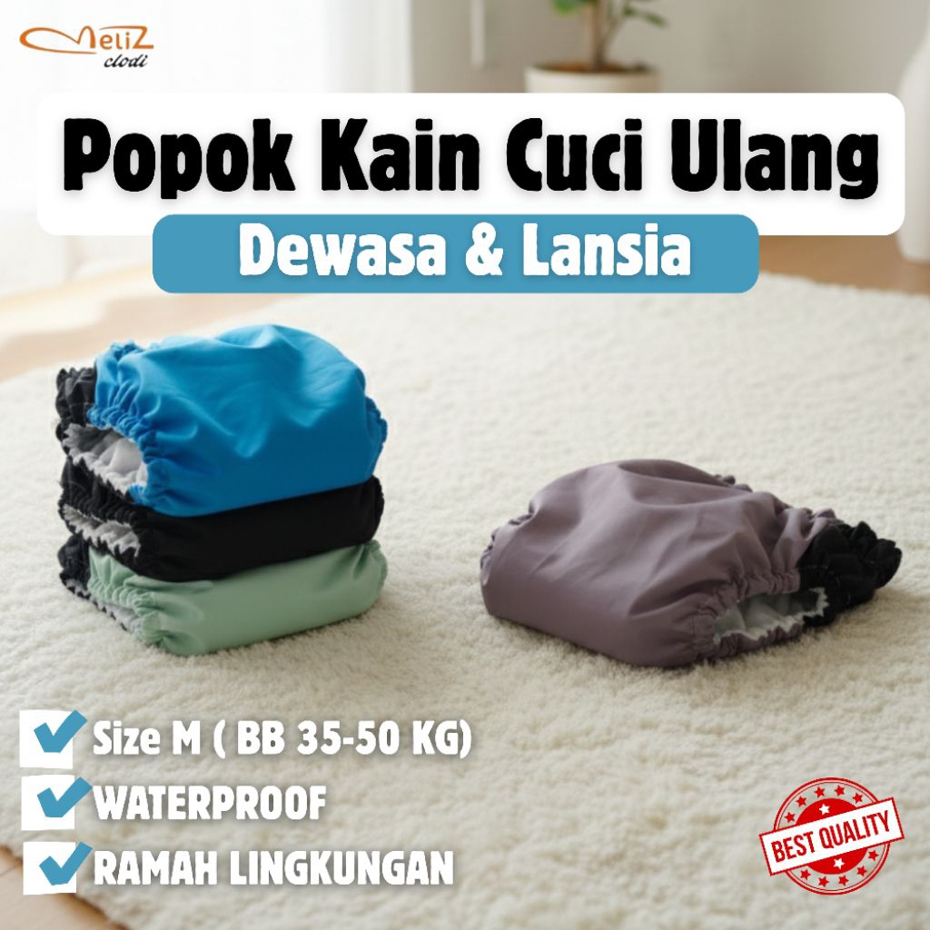 Popok Dewasa dan Lansia size M ( BB 35-50 KG), Popok Kain cuci ulang, Cloudy Lansia, Cloudy Dewasa, 