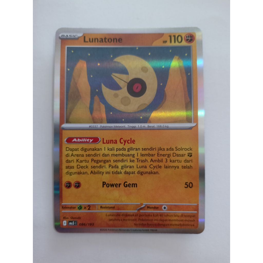 kartu pokemon Indonesia ORI lunatone MA3