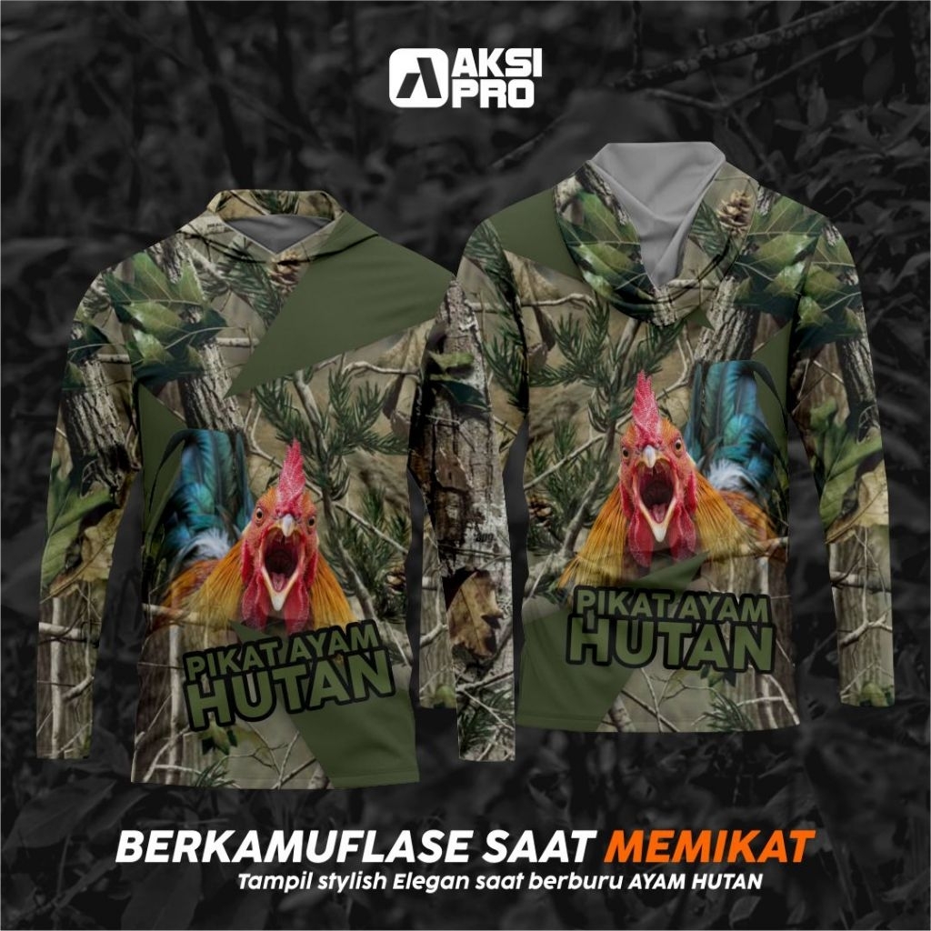 BAJU CAMO PIKAT AYAM HUTAN bisa tambah logo & Nama komunitas