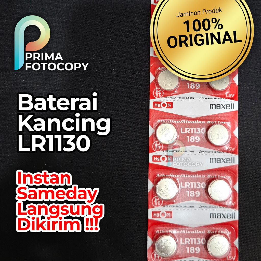 Baterai LR1130 / AG10 / LR 1130 / 189 Maxell Untuk Jam Tangan Kalkulator Termometer Timbangan Tensim