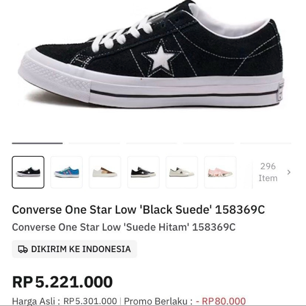 [Size 41.5] Rare Converse One Star OX Suede Low Black White 2020 (158369C) Second Original Kondisi M