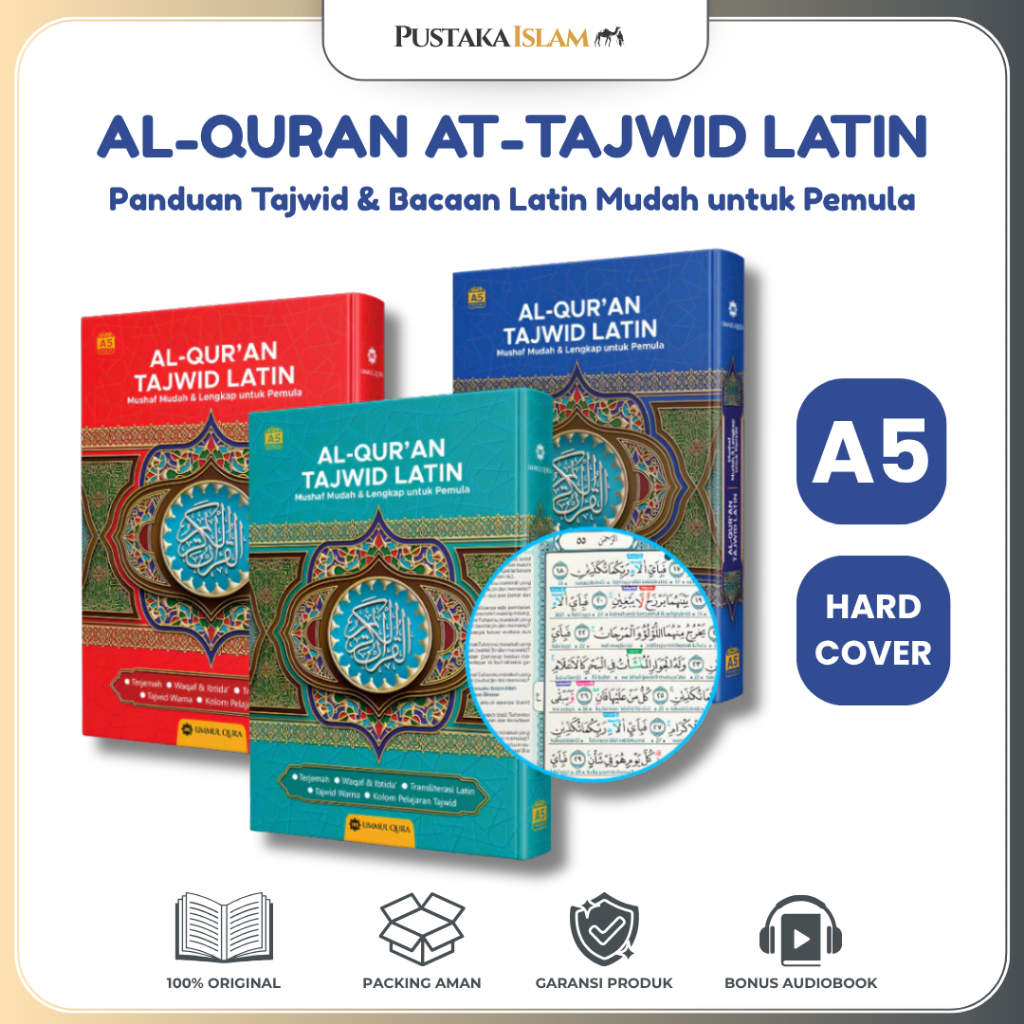 Alquran Tajwid Latin A5 - Tajwid Warna & Terjemah Mudah Dibaca Ukuran Sedang
