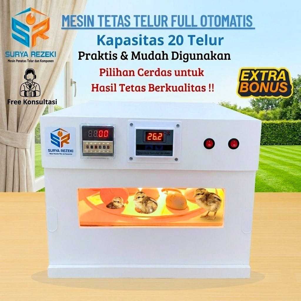 mesin tetas telur full otomatis penetas telur otomatis kapasitas 20  telur ayam,bebek, burung
