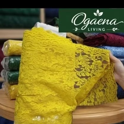 Kain Brokat Cord Fatmawati Premium Warna Kuning Melon – Kain Kebaya Wanita Elegan & Nyaman