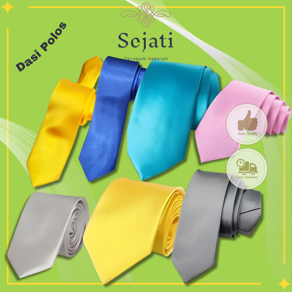 Seragam Sejati Collection - Dasi polos formal panjang banyak varian warna kuning abu biru pink