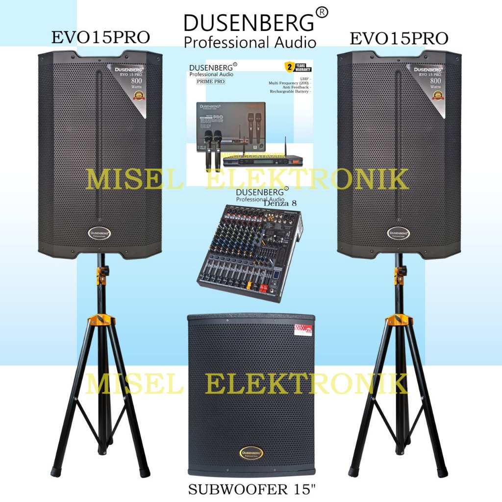 Paket Sound System Indoor Speaker Aktif 15 Inch DusenBern EVO15PRO Gen 2 Sub 15 Inch