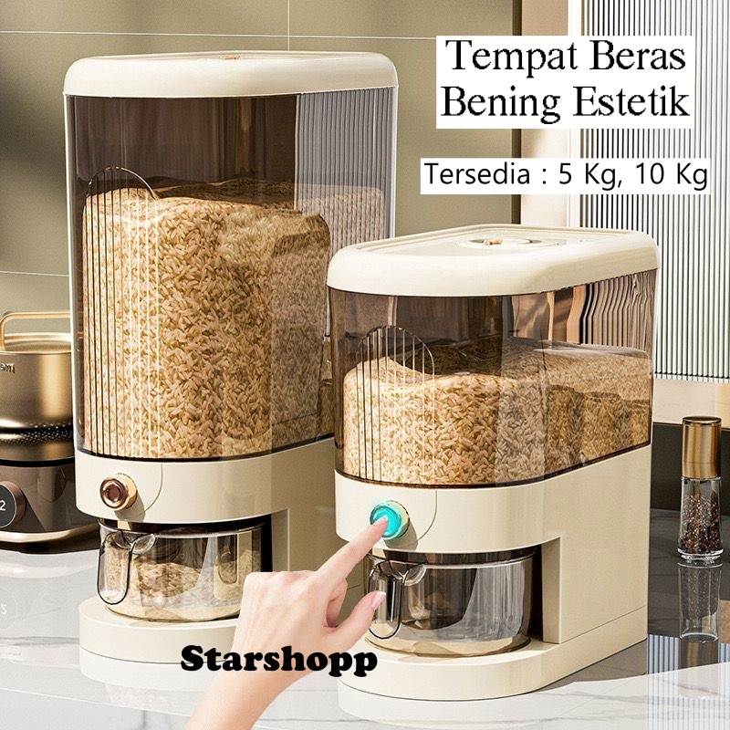 Rice Dispenser / Wadah Tempat Beras Aesthetic Mewah Plastik / Tempat Beras Estetik / Dispenser Beras