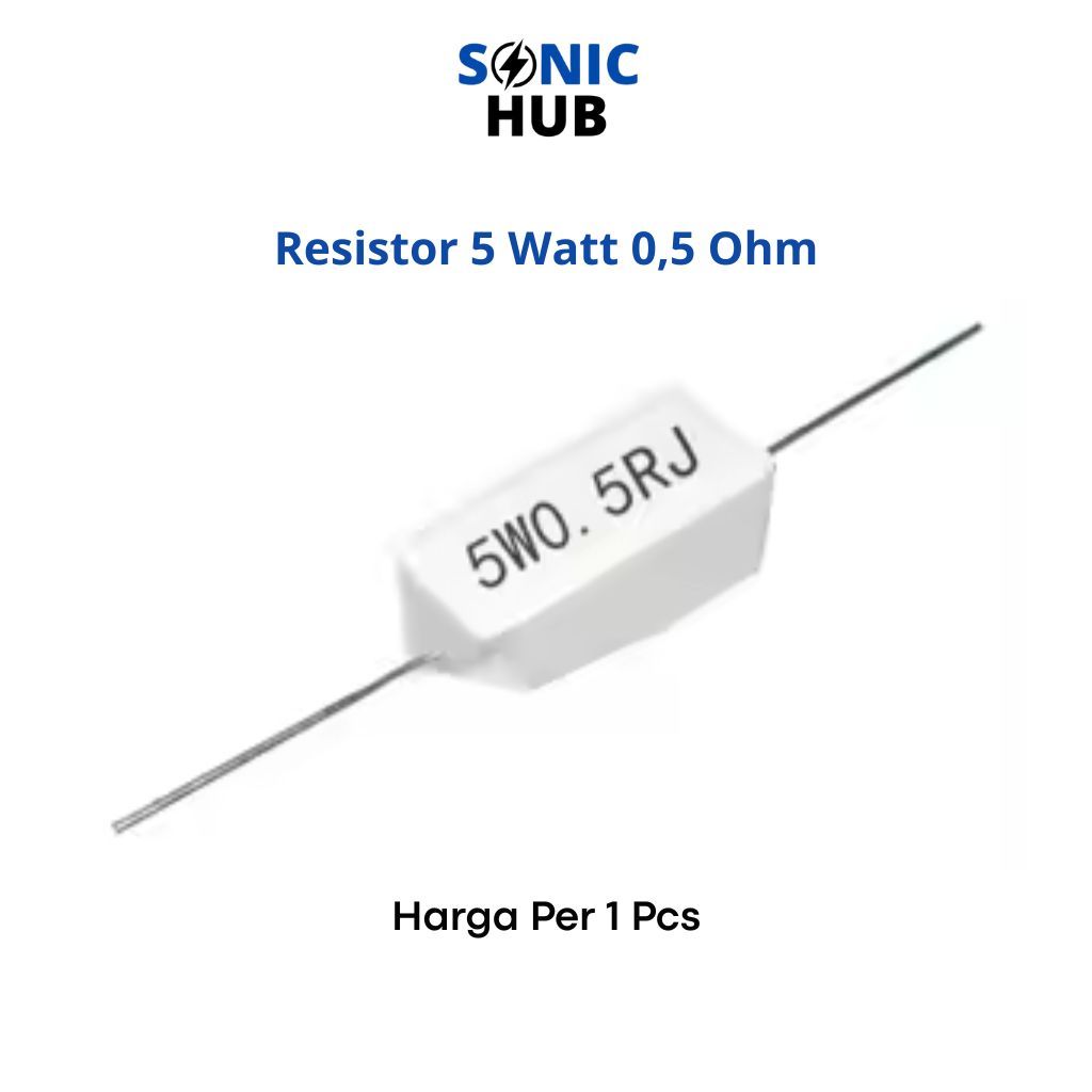 Resistor Keramik R Kapur 5 Watt 0.5 Ohm R 5 Watt 0.5R