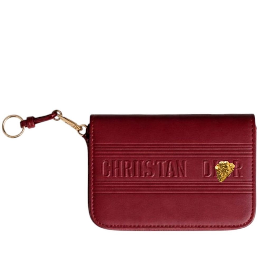 Dior  Original GWP Parfum for – Dompet Kartu Mini Kulit Merah Elegan