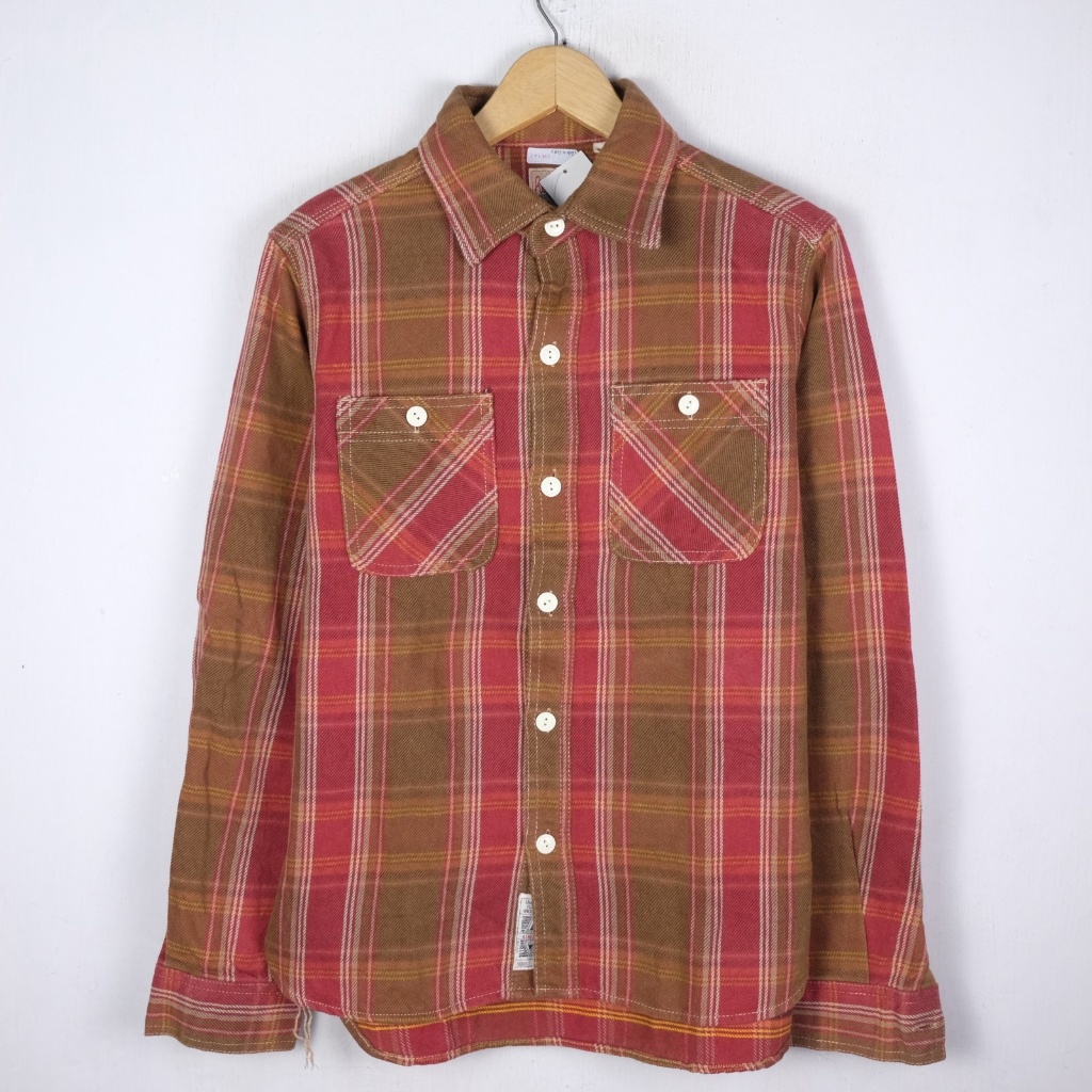 KEMEJA VINTAGE HOUSTON PLAID PATTERN FLANEL JAPAN OUTER SHIRT FL116 SIZE S-M