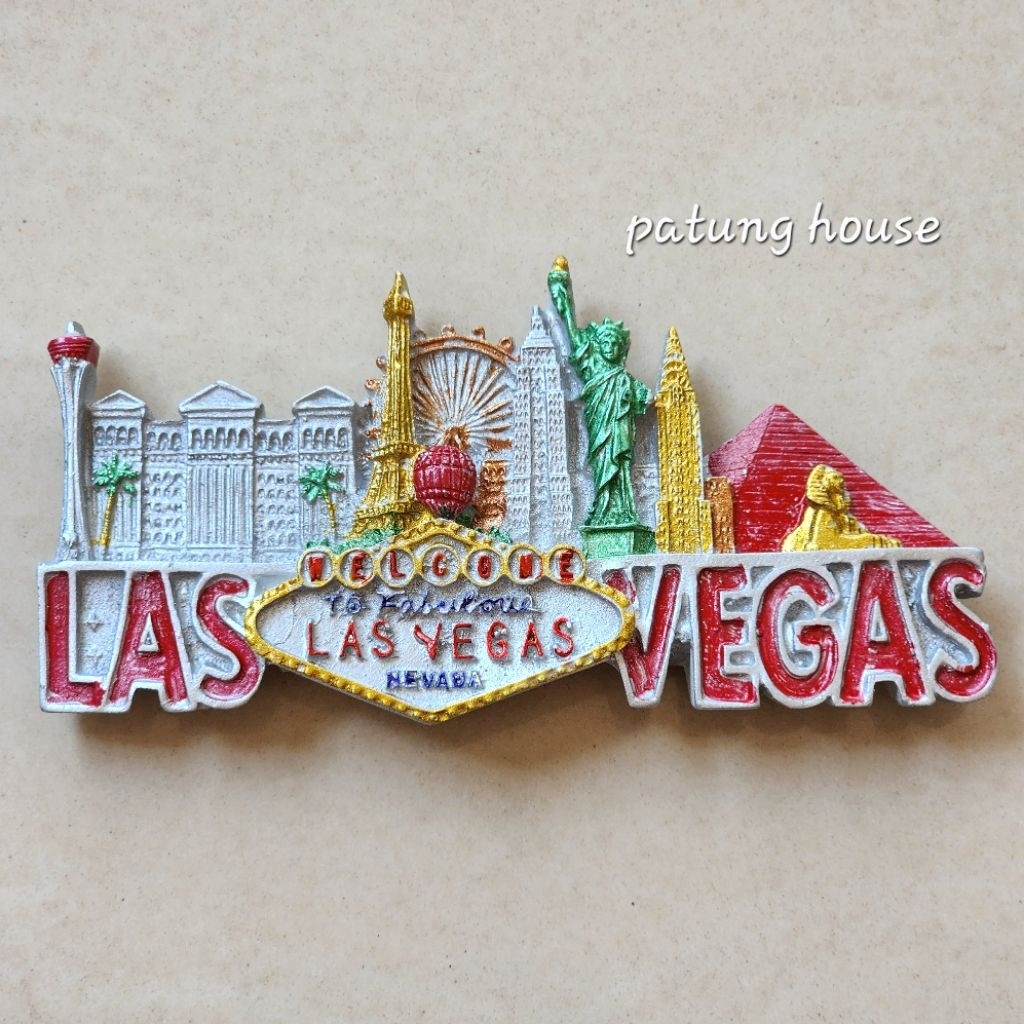 Fridge Magnet Tempelan Kulkas Souvenir Negara Amerika America USA Las Vegas Silver