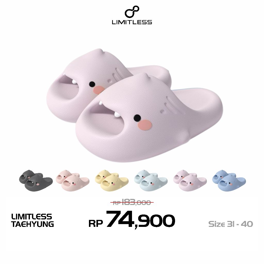 LIMITLESS Sandal Selop Anak Unisex Lucu Hiu Gemoy 2026 Sendal Slip On Anak Perempuan Kekinian Anti S