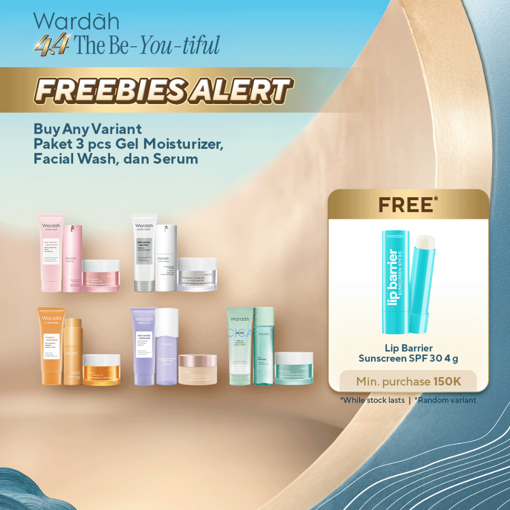 WARDAH Paket 3 pcs Gel Moisturizer, Facial Wash, dan Serum - Bright Radiant, Bright Glowing, Calm Ac