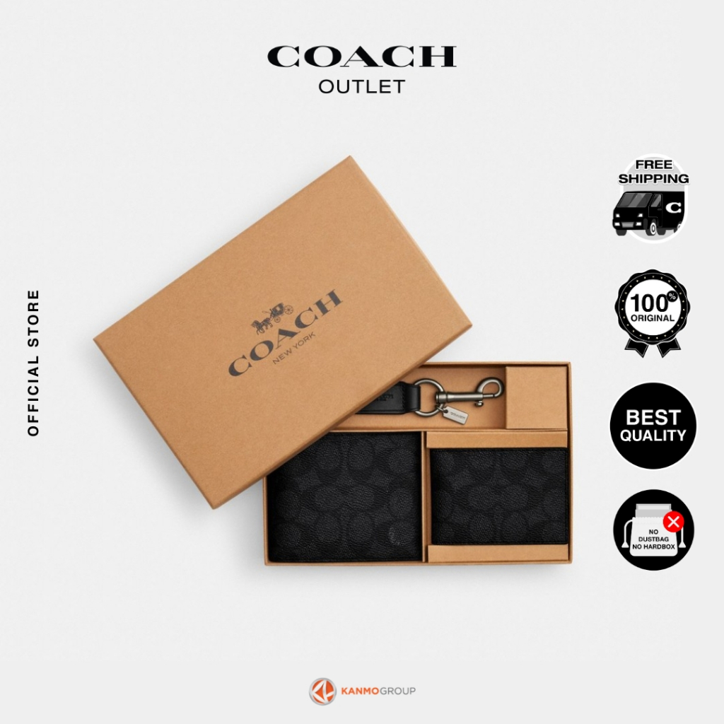 Coach 3 In 1 Gift Box - Dompet Pria