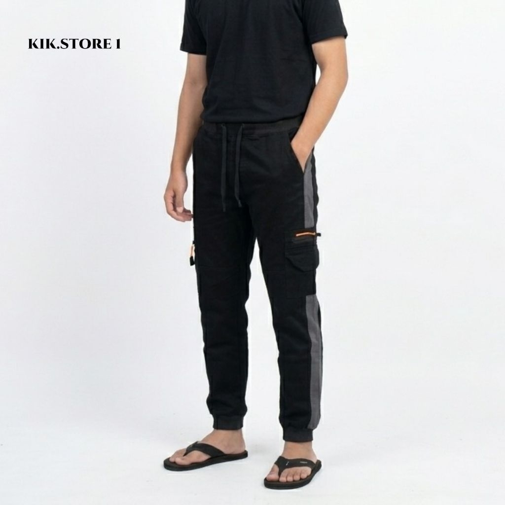 Celana Jogger Pria Hitam Polos Premium – Celana Panjang Casual Karet Bawah Slim Fit Nyaman Harian