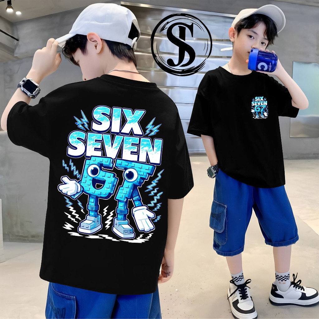 Kaos Atasan 67 Six Seven Anak Laki Laki - Baju Distro Karakter Anomali Anak Cowok Keren Kekinian