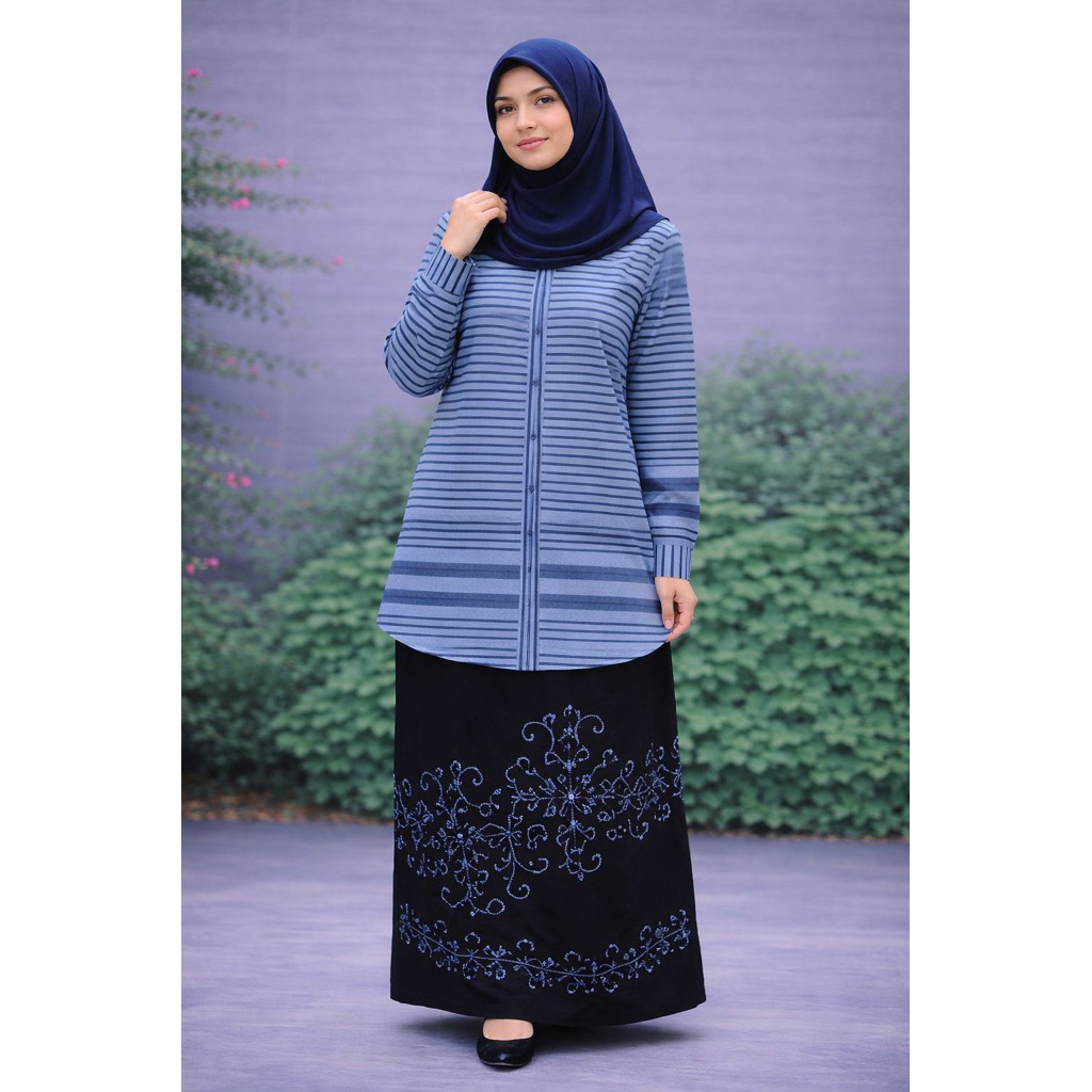 Stelan Tunik Hara Salur Terbaru + Sarung Gloyor Tebal + Hijab
