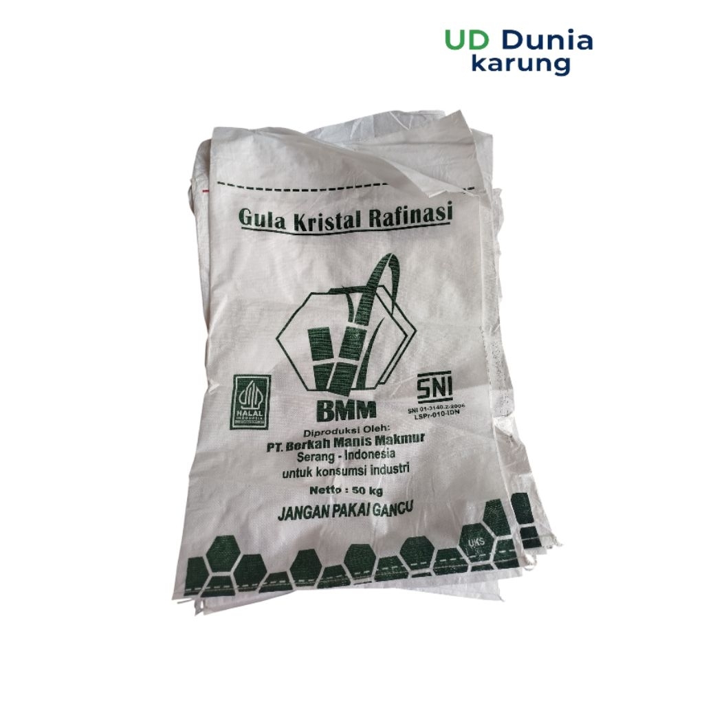 karung bekas gula rafinasi 50kg ( isi 50 pcs )