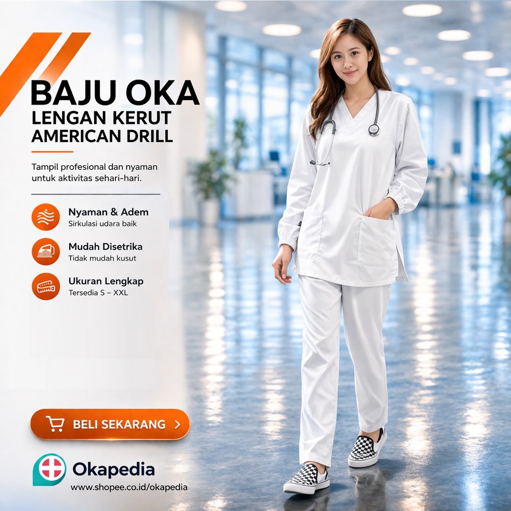 Baju Oka Lengan Panjang Karet Bahan American Drill