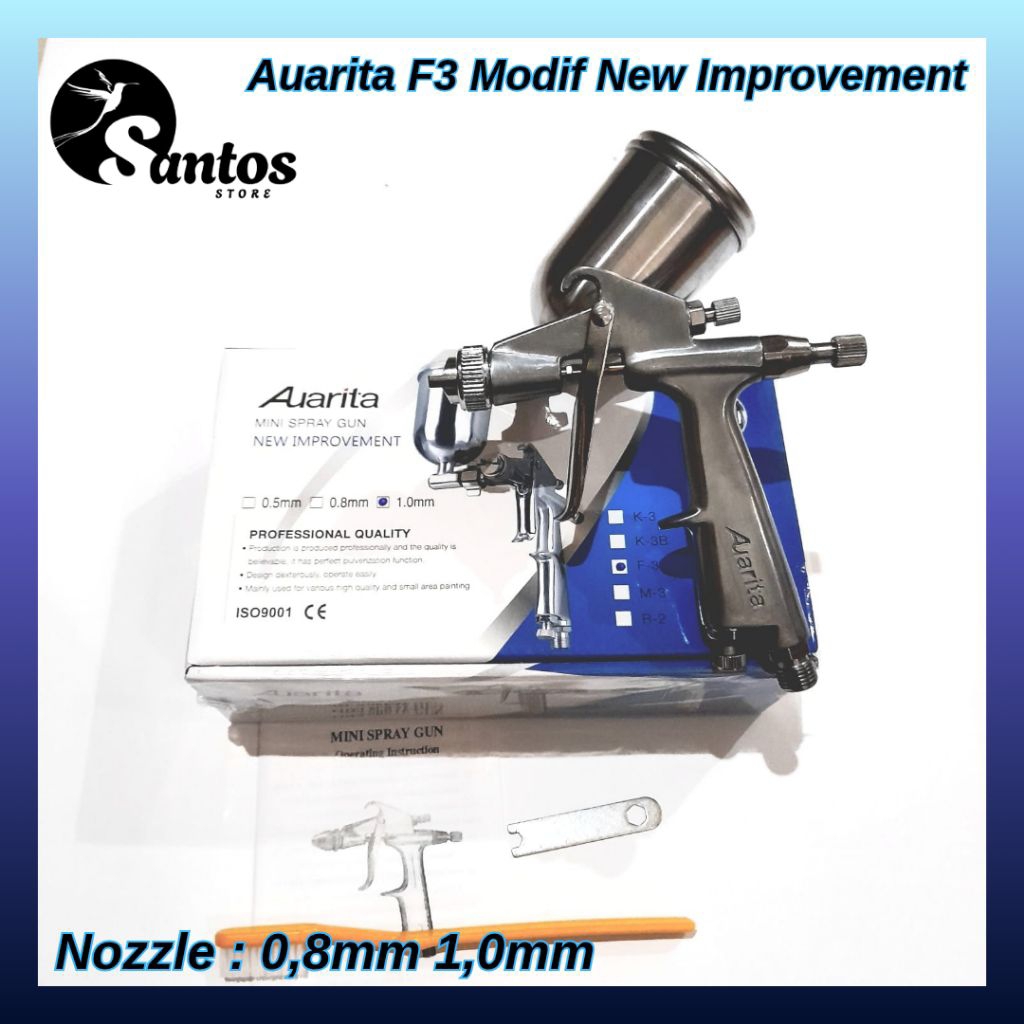 Spray Gun Auarita F3 Modif New Improvement Nozzle 0,8mm 1,0mm