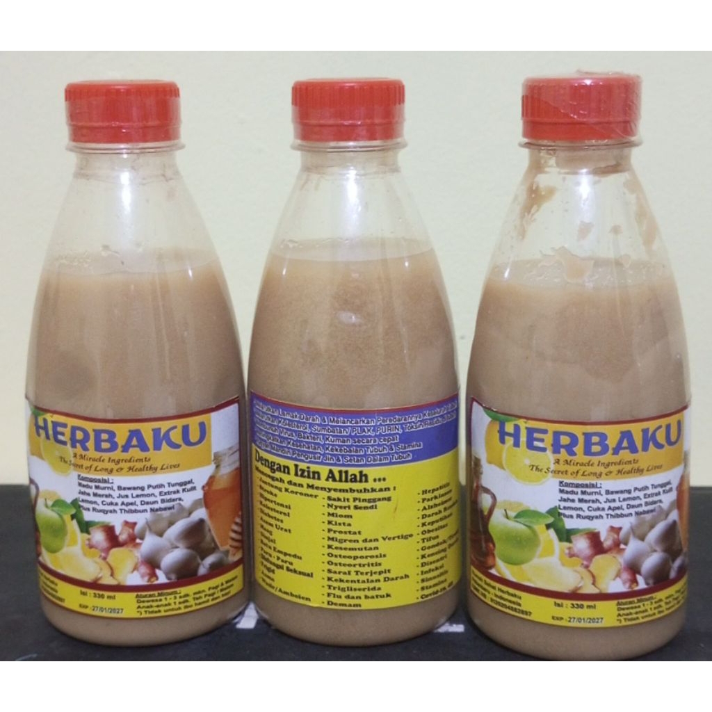 Jus Bawang Putih Tunggal Jahe Merah Cuka Apel Daun Bidara Madu Murni HERBAKU