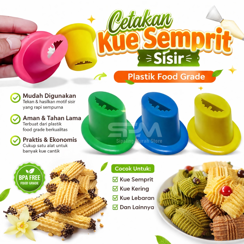 3 PCS Cetakan Kue Semprit Sisir Plastik Food Grade Spuit Cetakan Kue Kering Jadul Cookie