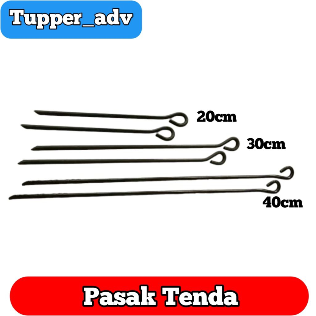 Patok Tenda Besi Pramuka / Pasak Tenda Besi Panjang 20cm 30cm 40cm / Pasak Tenda Camping Besi