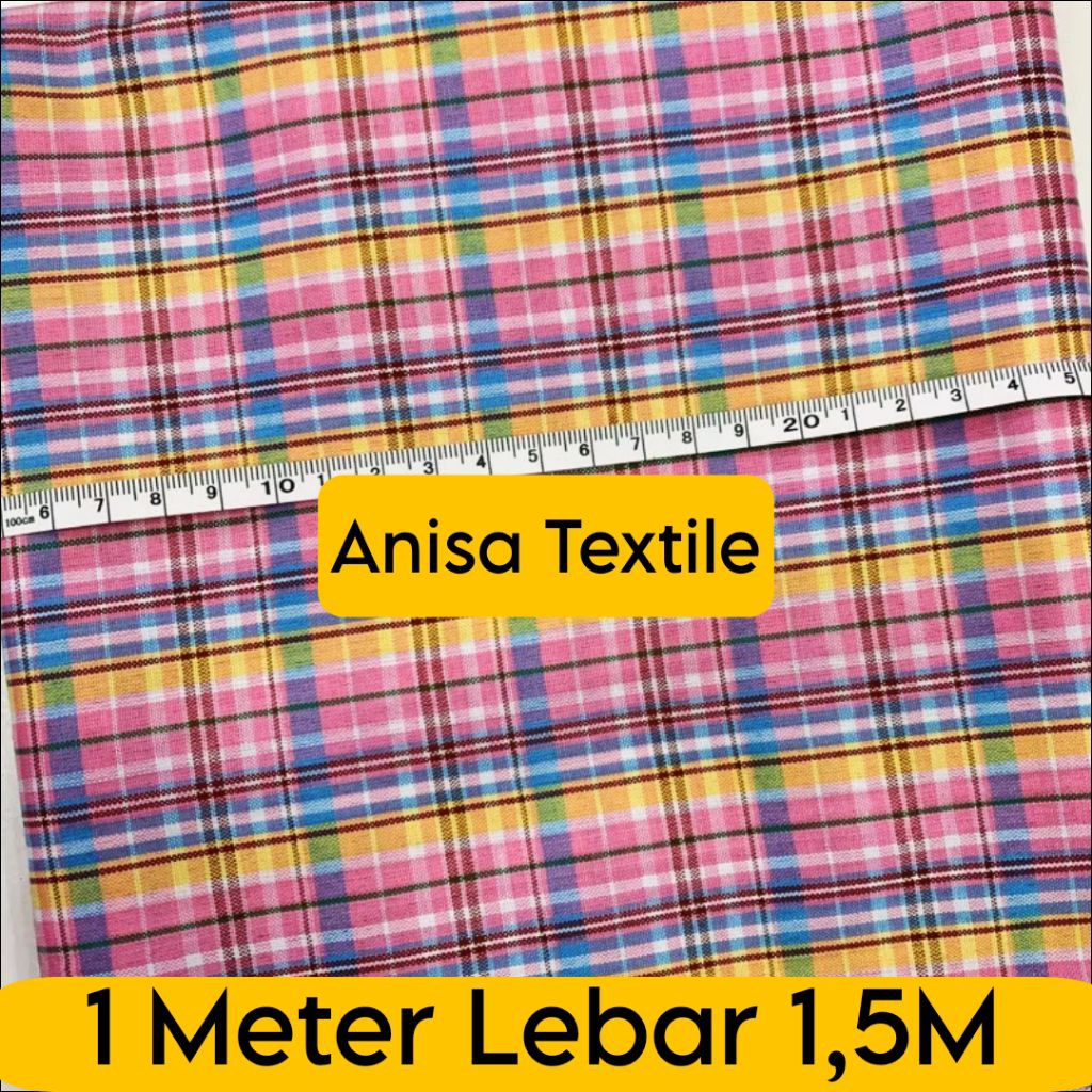 Paling Lengkap Kain Kotak pink Seragam yarndyed Sekolah Paud/TK  L 150