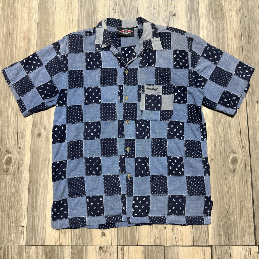 Kemeja Sashiko Denim Jeans Shirts Bear Original