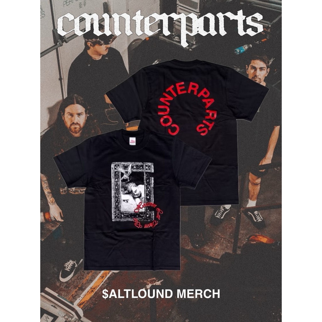 kaos band COUNTERPARTS - METALCORE BLACK tag stitch supply