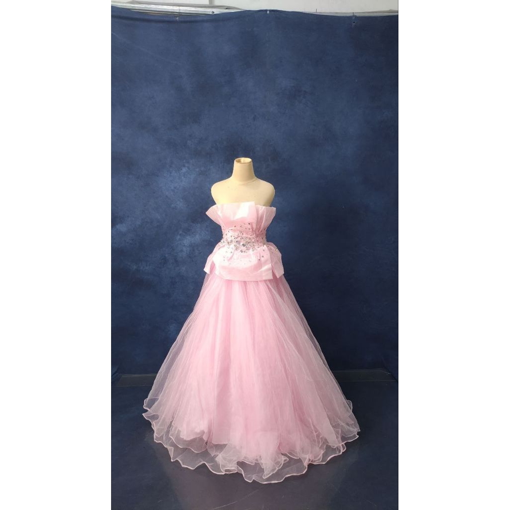 GAUN DRESS ULTAH PINK PREWEDDING WEDDING BARU