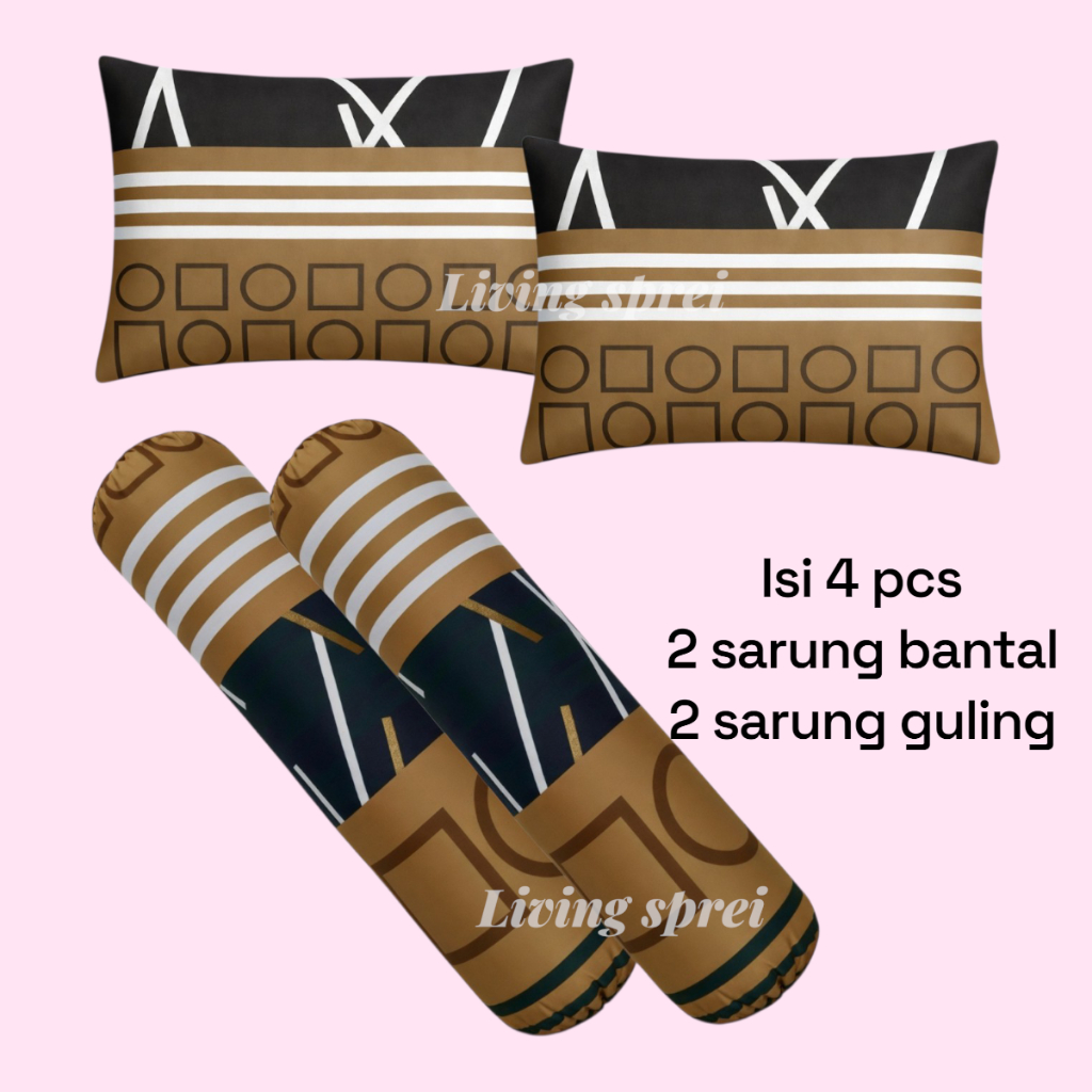 Sarung bantal tidur dewasa isi 4 pcs ( 2 sarung bantal & 2 sarung guling ) motif kotak-kotak lembut