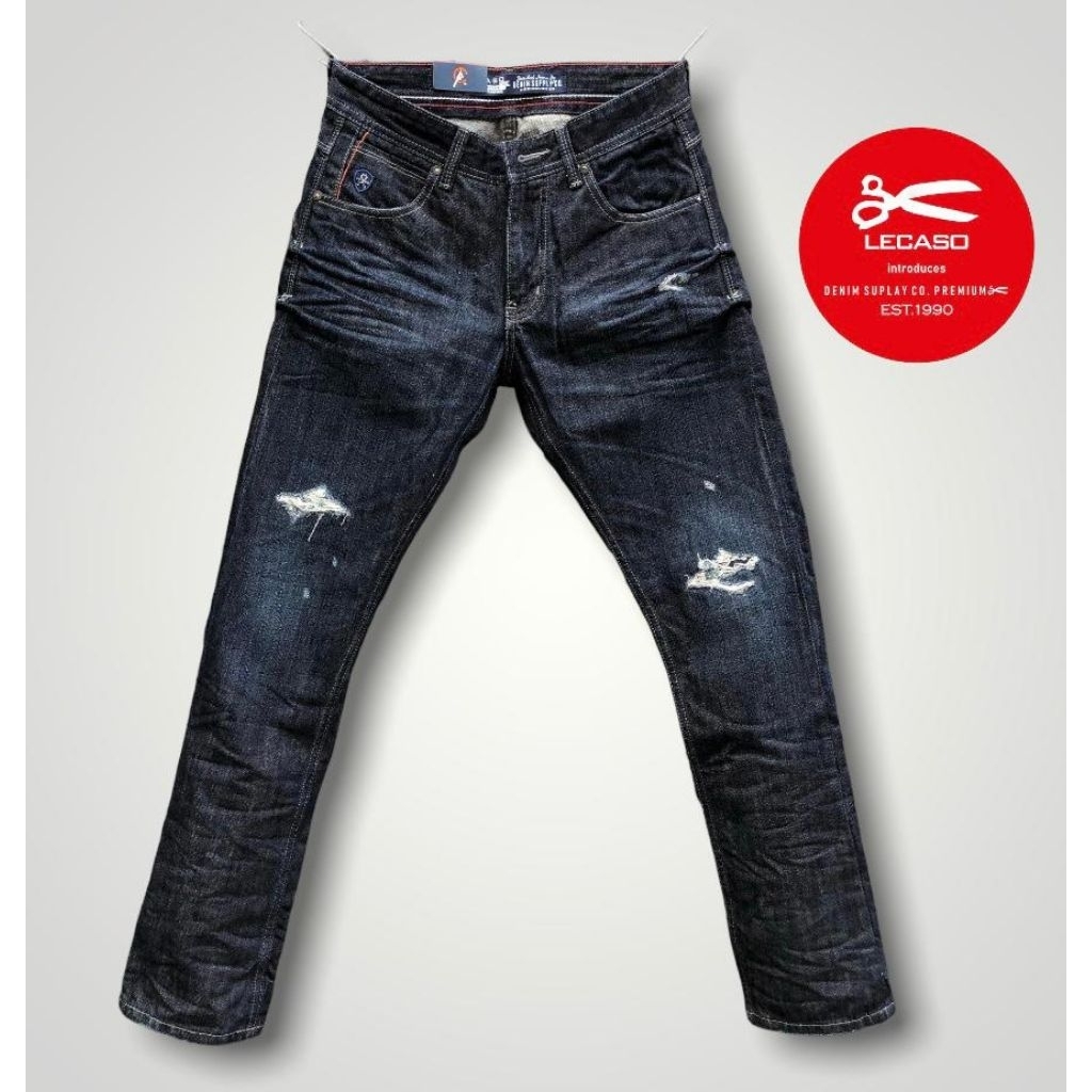 PROMO ~ Celana Panjang Pria distro ~ Celana Jeans Sobek Sobek Lecaso Denim ~ Celana Panjang Pria Kor