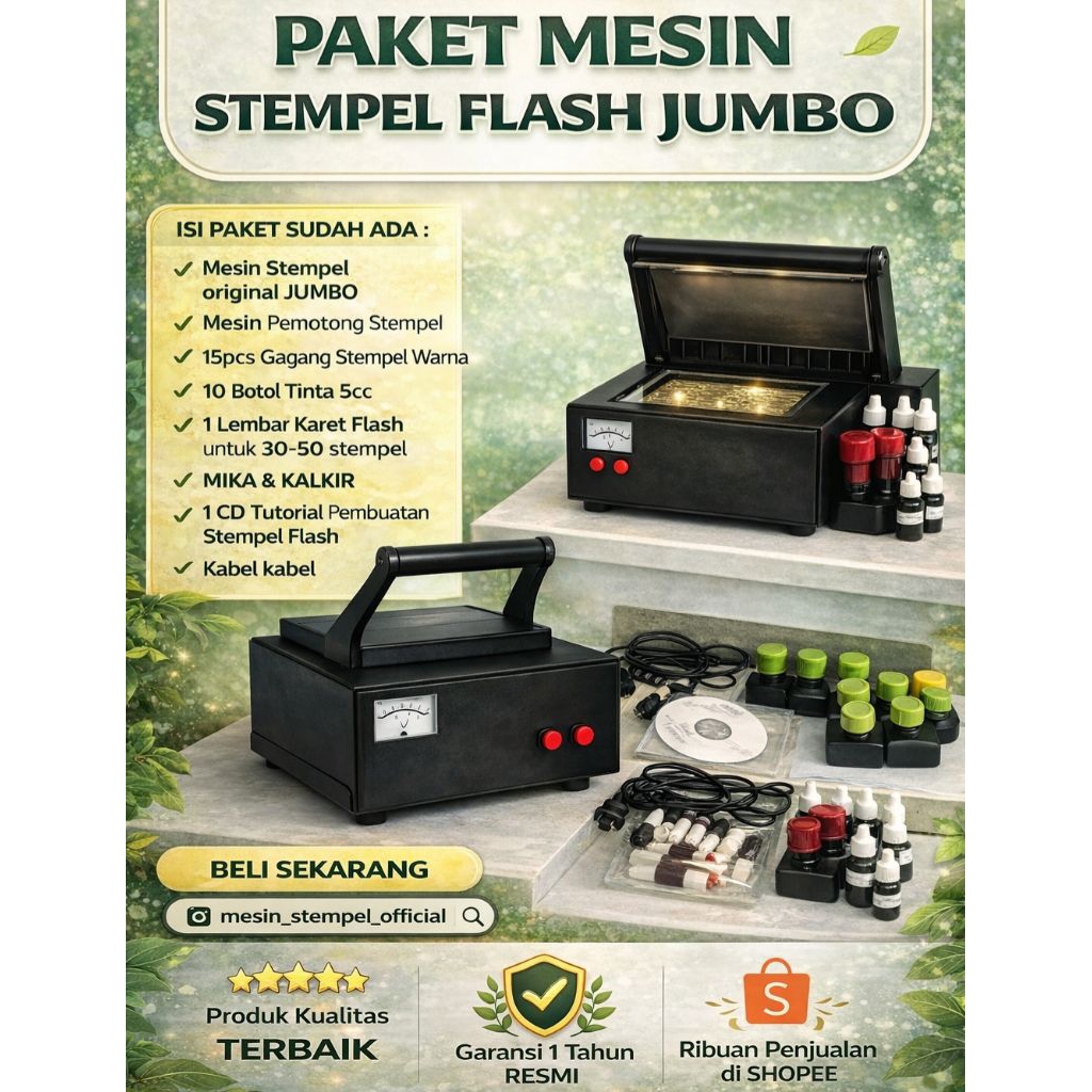 Mesin Stempel flash Warna JUMBO KOMPLIT Premium U setara 8 lampu=Import