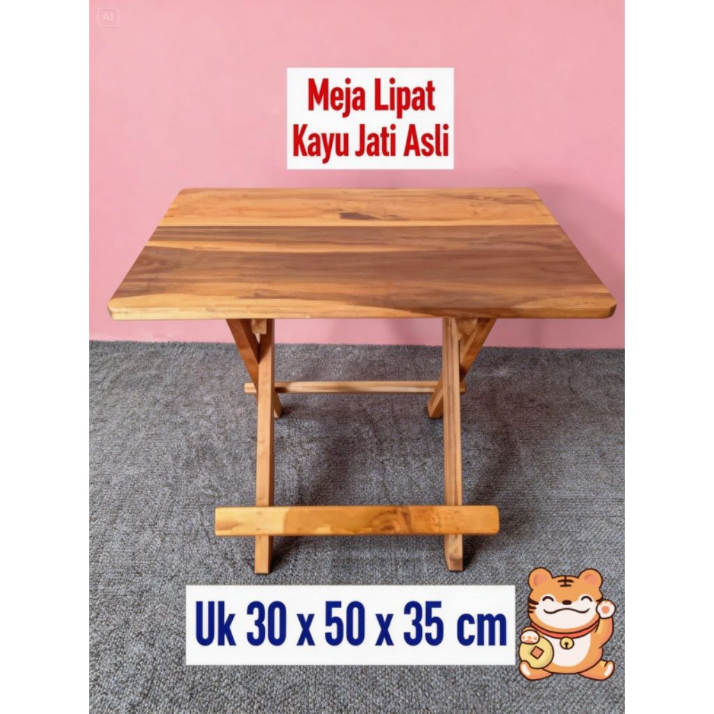 Meja Belajar Lipat Kayu Jati Ukuran Besar Kaki Tinggi – Nyaman & Multifungsi