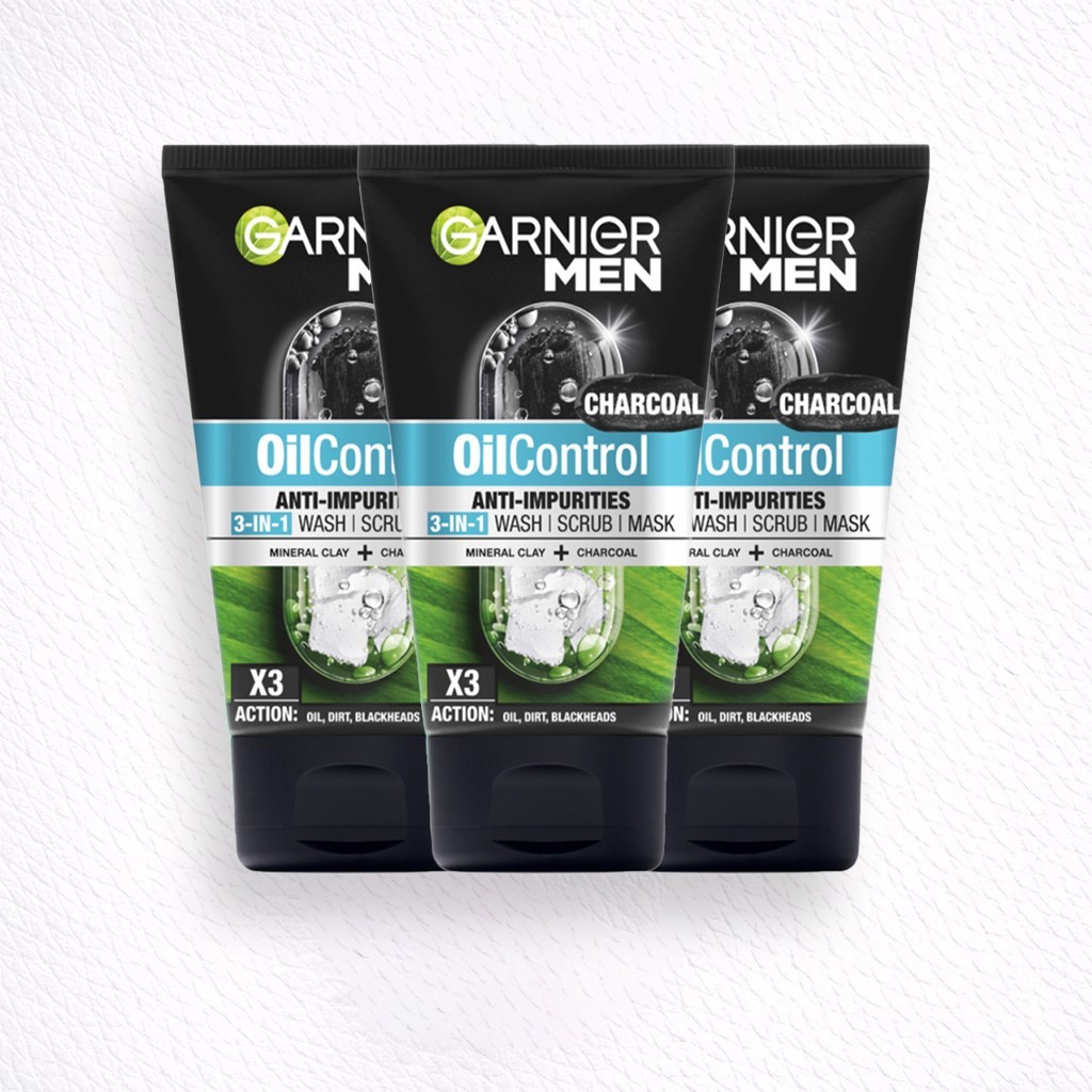 3PCS Garnier Men Oil Control 3 In 1 Charcoal Foam 100ml Skincare Facial Wash Brightening Skincare 10