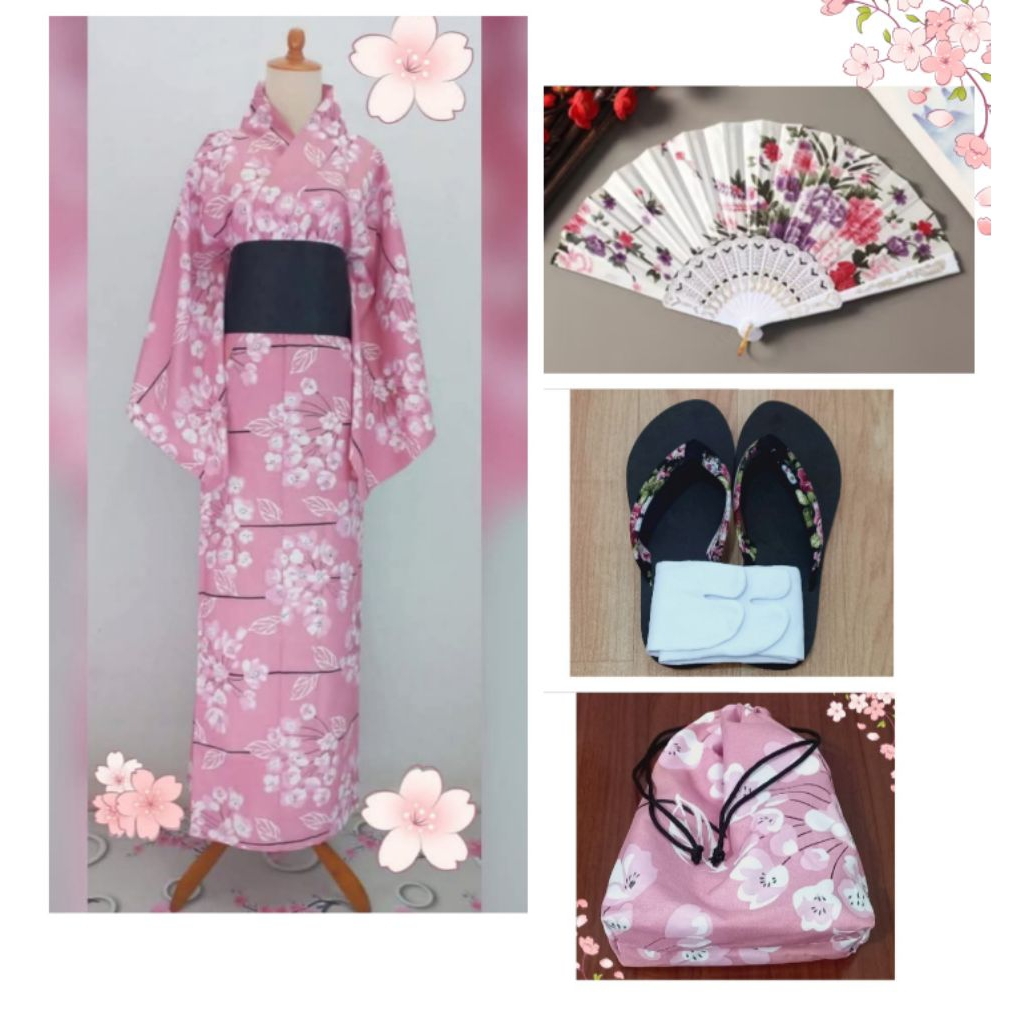 YUKATA KIMONO JEPANG DEWASA FULL SET
