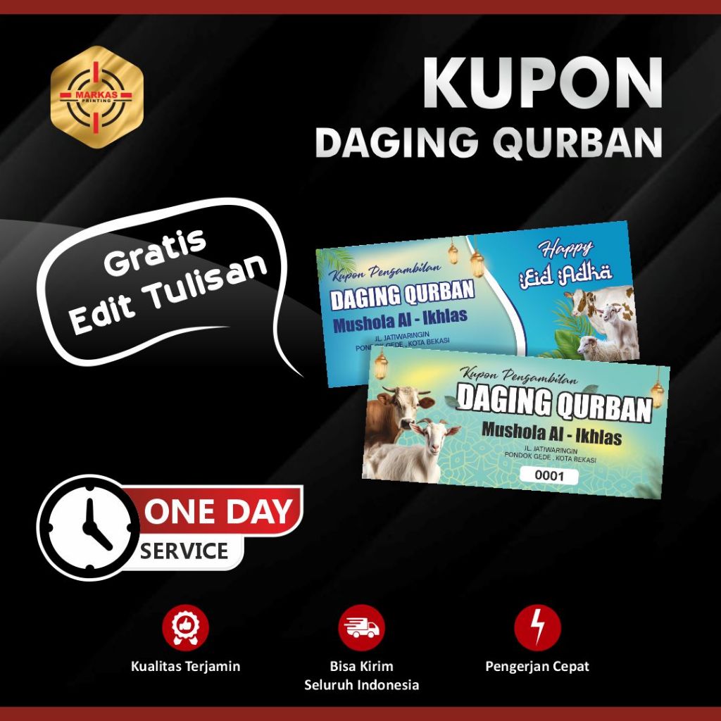 Cetak Kupon Pengambilan Daging Qurban - Kupon Idul Adha - Cetak Kupon Daging Qurban